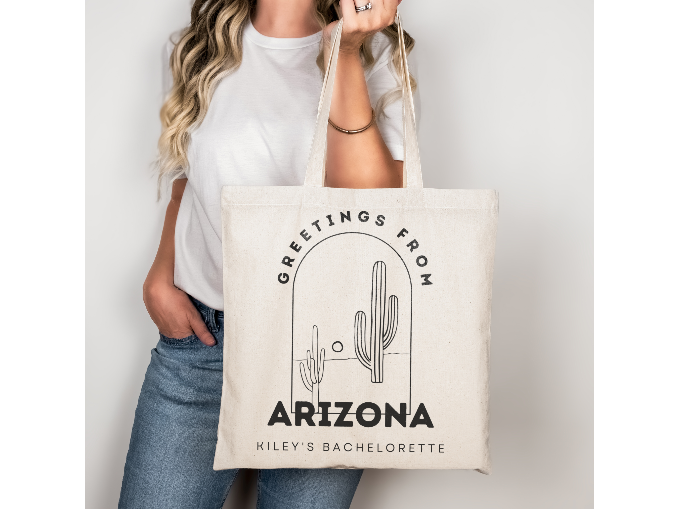 Arizona Before the Veil Custom Bach Party Wedding Cactus Tote Bag