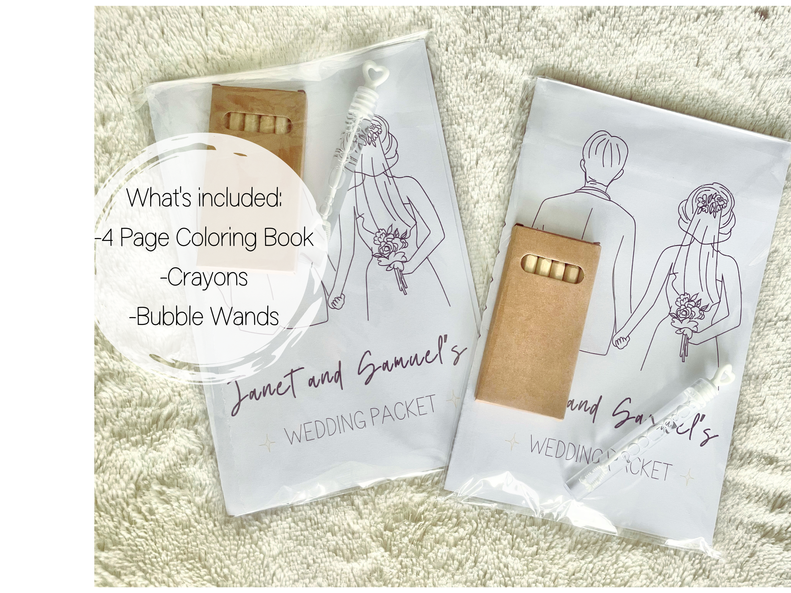 Custom Wedding Name Coloring Book with Bubbles