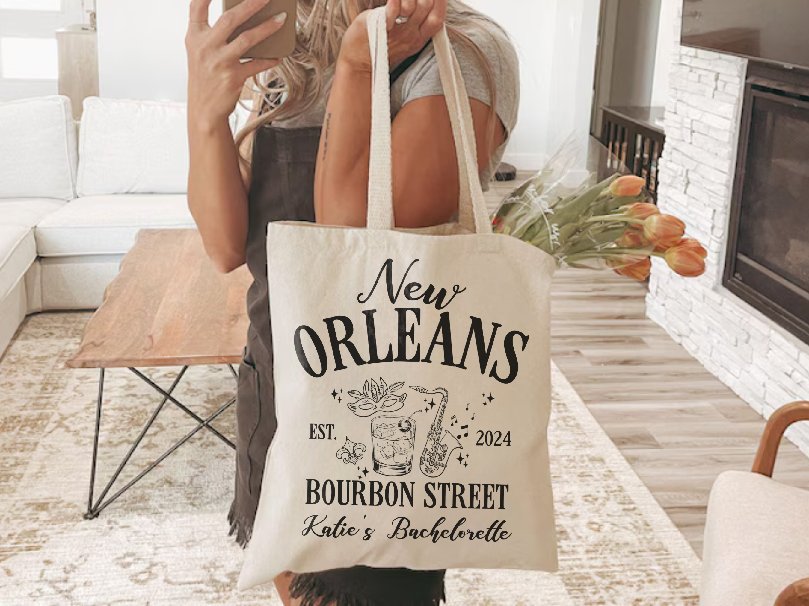 New Orleans Tote Bag Gift Louisiana Bourbon Street