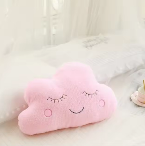 Pink Stuffed Cloud Plush Throw Pillow