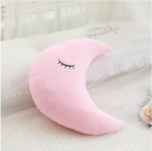Pink Stuffed Moon Plush Throw Pillow