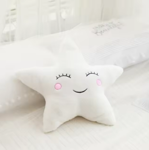 White Stuffed Star Plush Throw Pillow