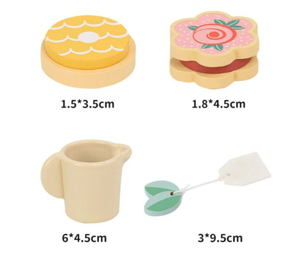 Wooden Tea Set | Green Polka Dot Set of 15