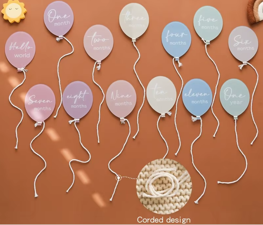 13pcs Baby Acrylic Balloon Milestone Cards