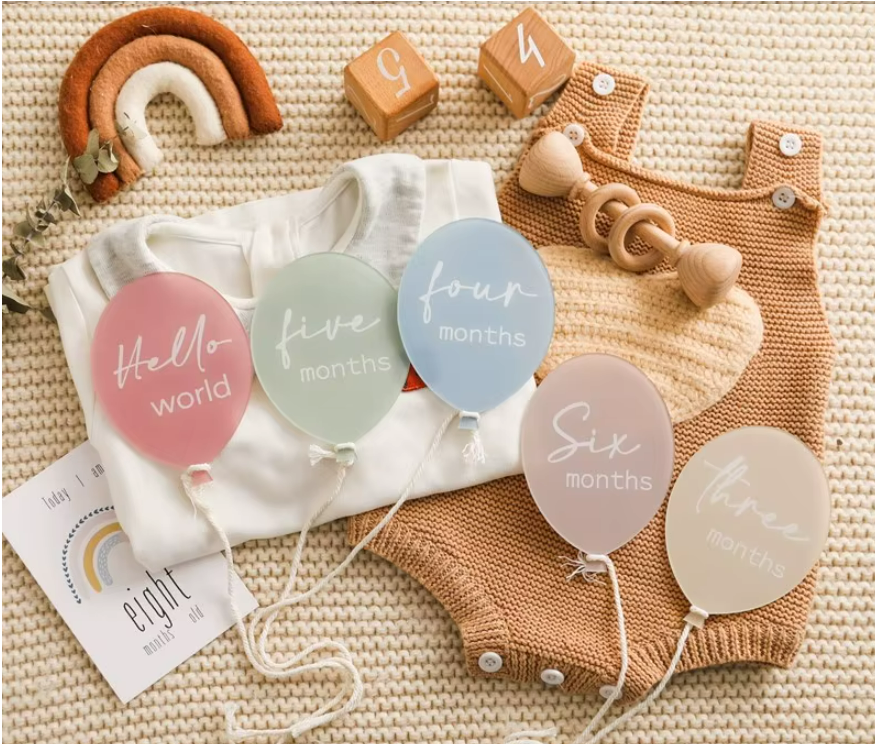 13pcs Baby Acrylic Balloon Milestone Cards