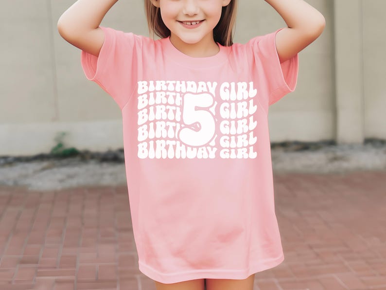 5th Birthday Girl Shirt Wavy Youth Tee
