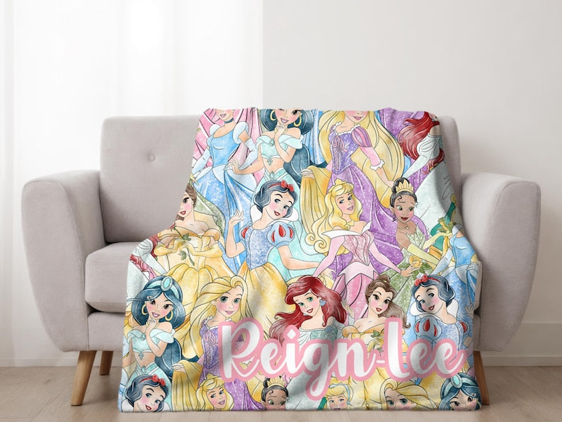 Personalized Princess Blanket, Custom Girl's Gift