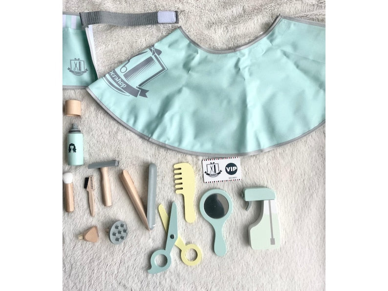 Wooden Kids Hairdresser Play Set - 18pc Sustainable Toy Gift