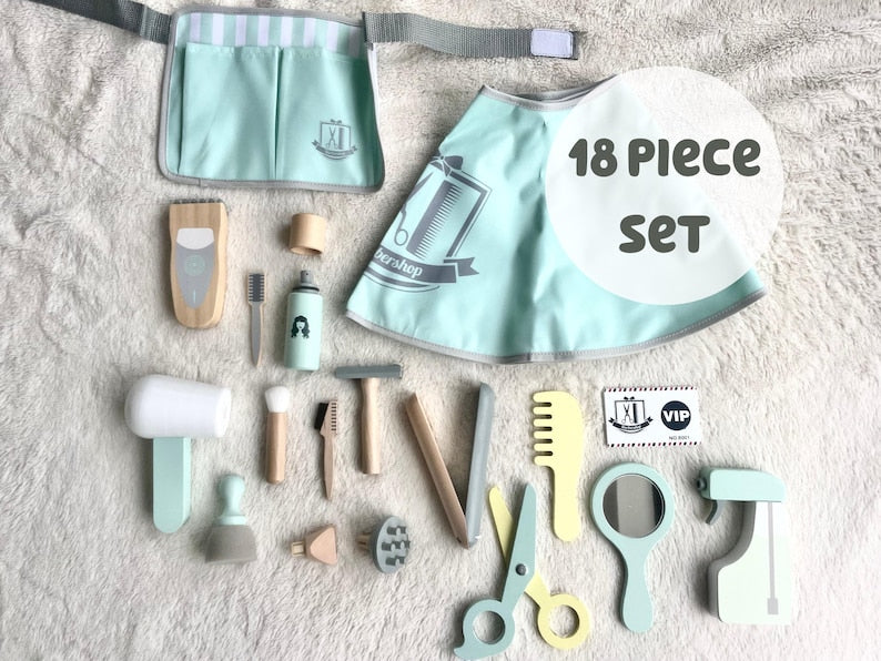 Wooden Kids Hairdresser Play Set - 18pc Sustainable Toy Gift