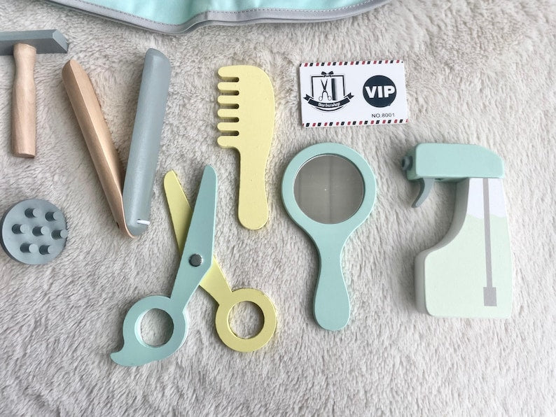 Wooden Kids Hairdresser Play Set - 18pc Sustainable Toy Gift