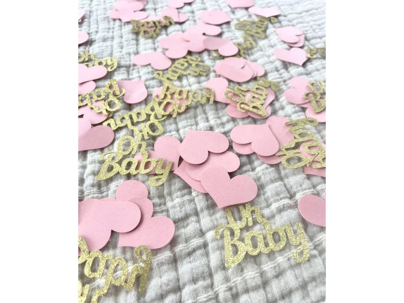 100-Piece Pink Heart Baby Girl Confetti