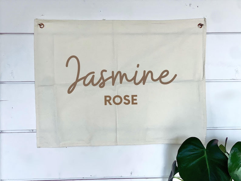 Personalized Cursive Name Canvas Wall Hanging