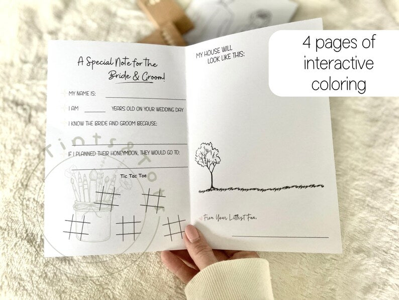Custom Wedding Name Coloring Book with Bubbles