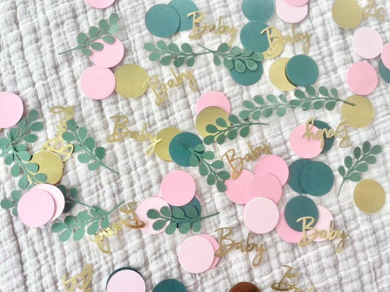 100-Piece Sage Green & Gold Baby Shower Confetti
