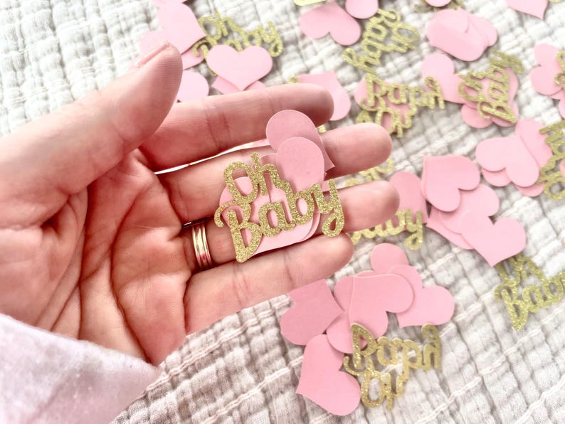 100-Piece Pink Heart Baby Girl Confetti