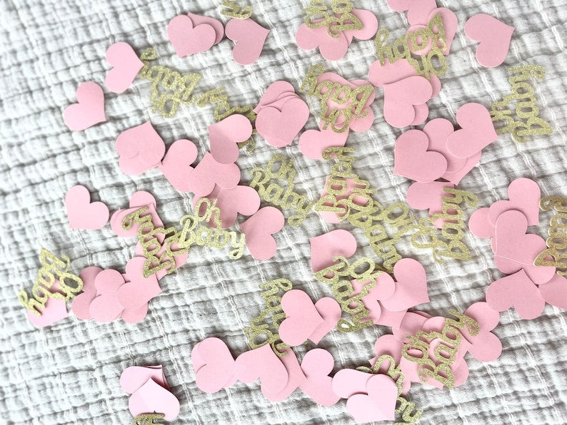 100-Piece Pink Heart Baby Girl Confetti