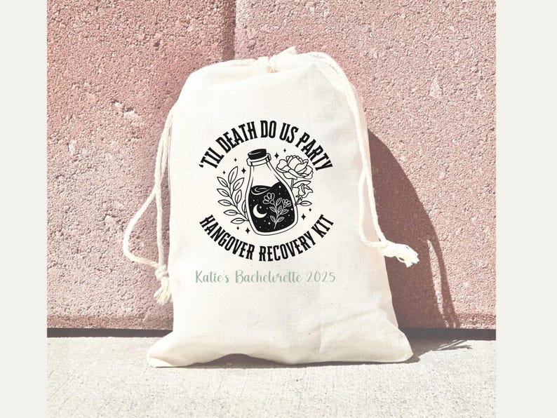 Till Death Do Us Part Hangover Kit Bag – Gothic Bachelorette or Birthday Party Favor