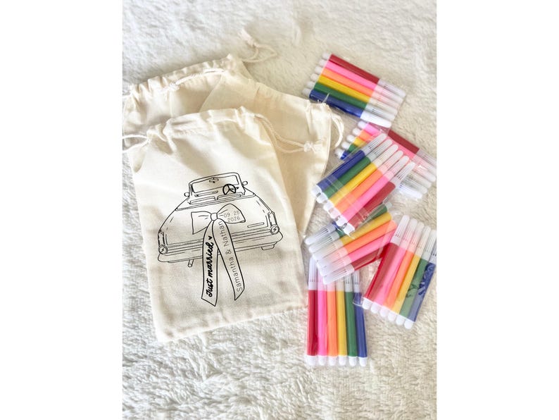 Custom Wedding Kids Activity Bag – Personalized Favor with Markers