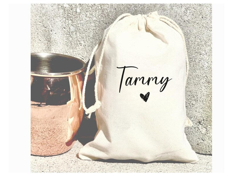 Personalized Heart Party Favor Bag – Custom Name Bachelorette or Birthday Gift Bag