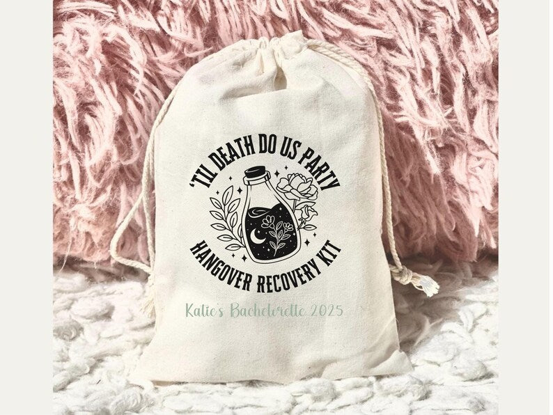 Till Death Do Us Part Hangover Kit Bag – Gothic Bachelorette or Birthday Party Favor