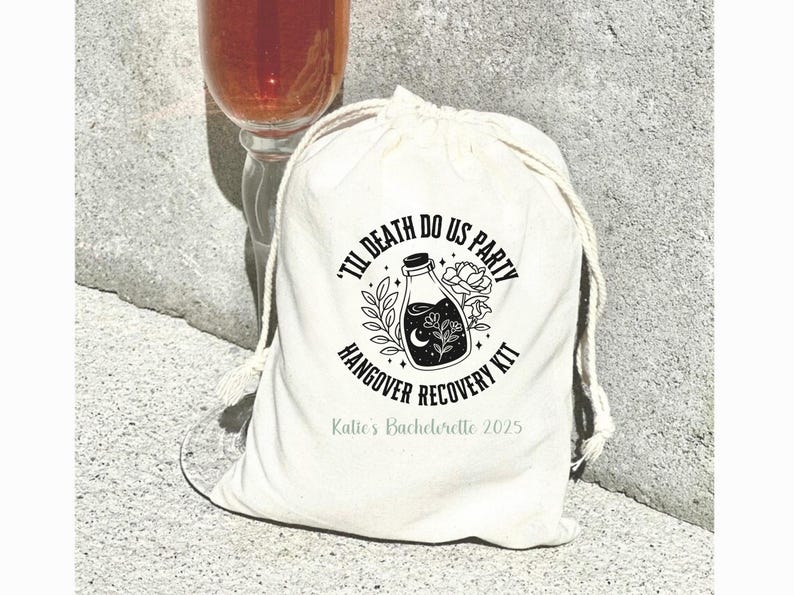 Till Death Do Us Part Hangover Kit Bag – Gothic Bachelorette or Birthday Party Favor