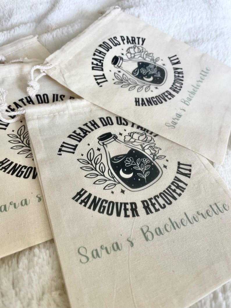 Till Death Do Us Part Hangover Kit Bag – Gothic Bachelorette or Birthday Party Favor