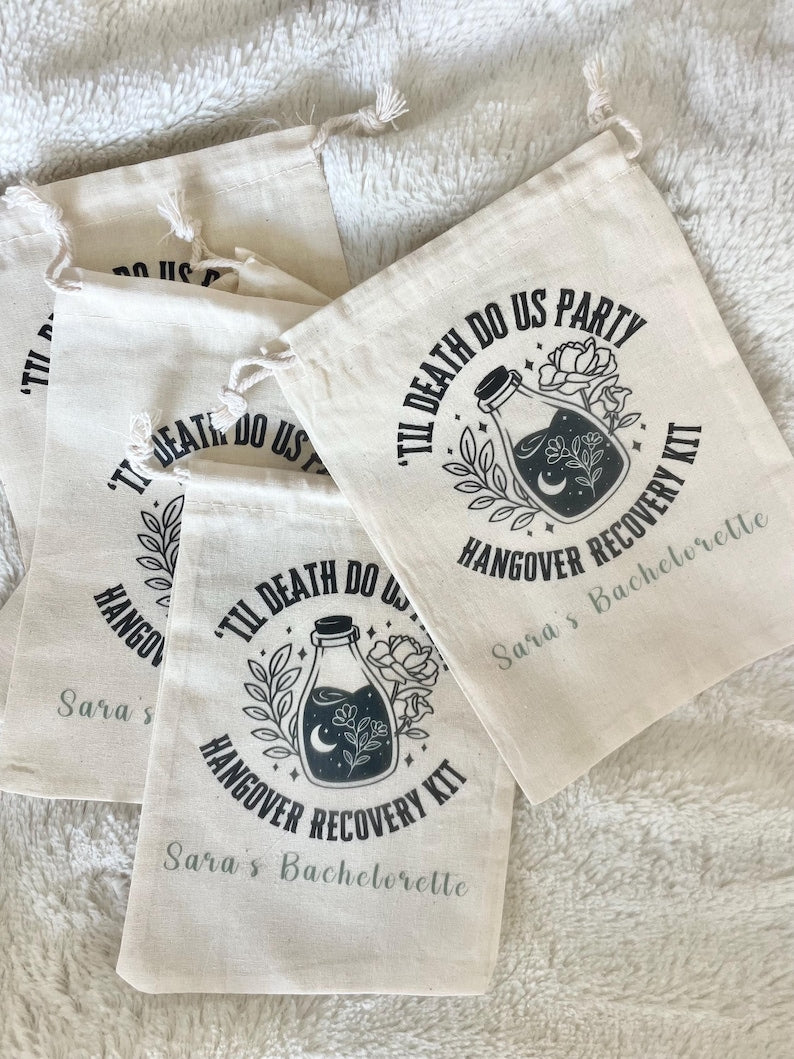 Till Death Do Us Part Hangover Kit Bag – Gothic Bachelorette or Birthday Party Favor