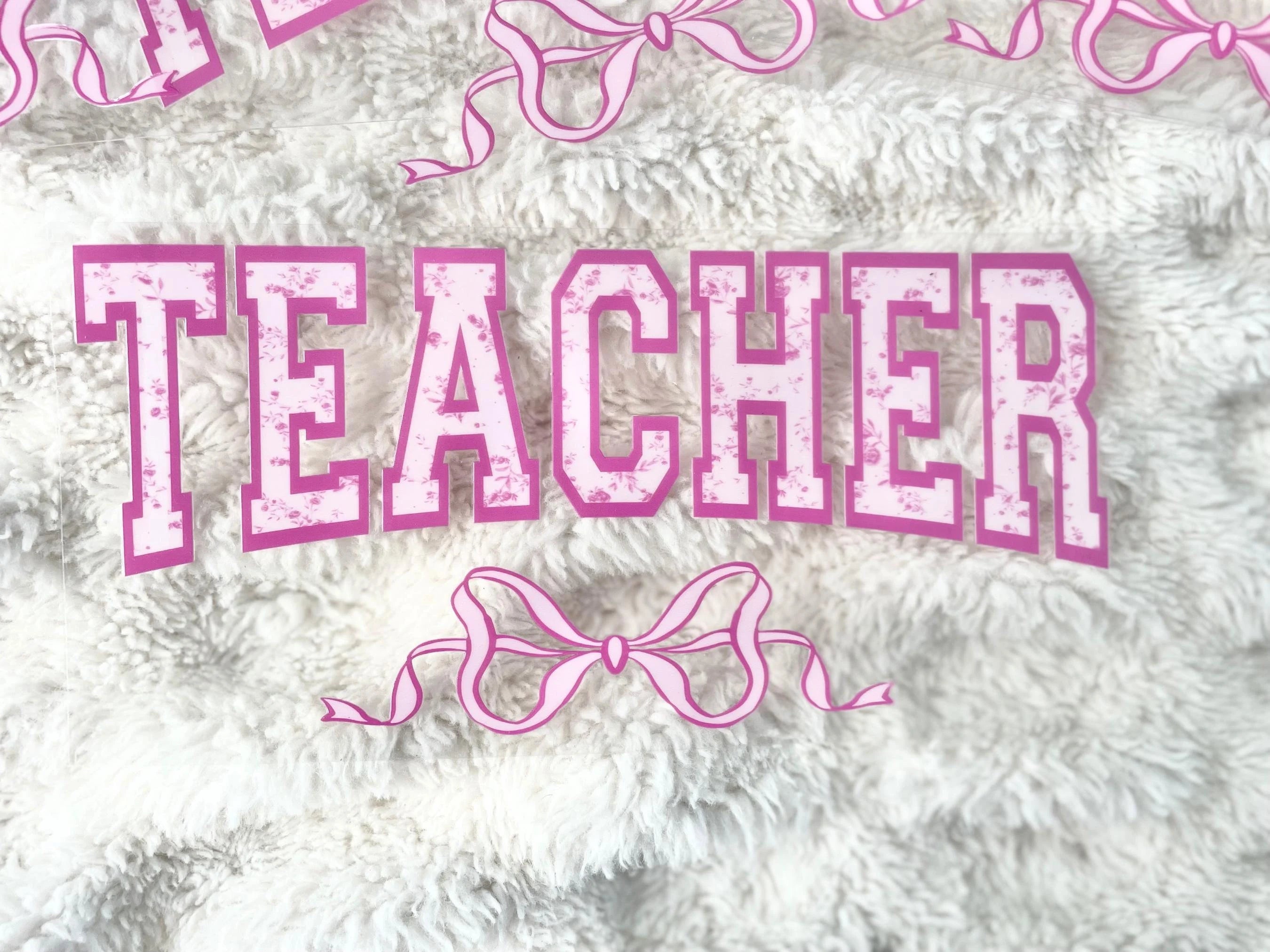 Teacher UV DTF 16oz Wrap Ready to Apply Pink