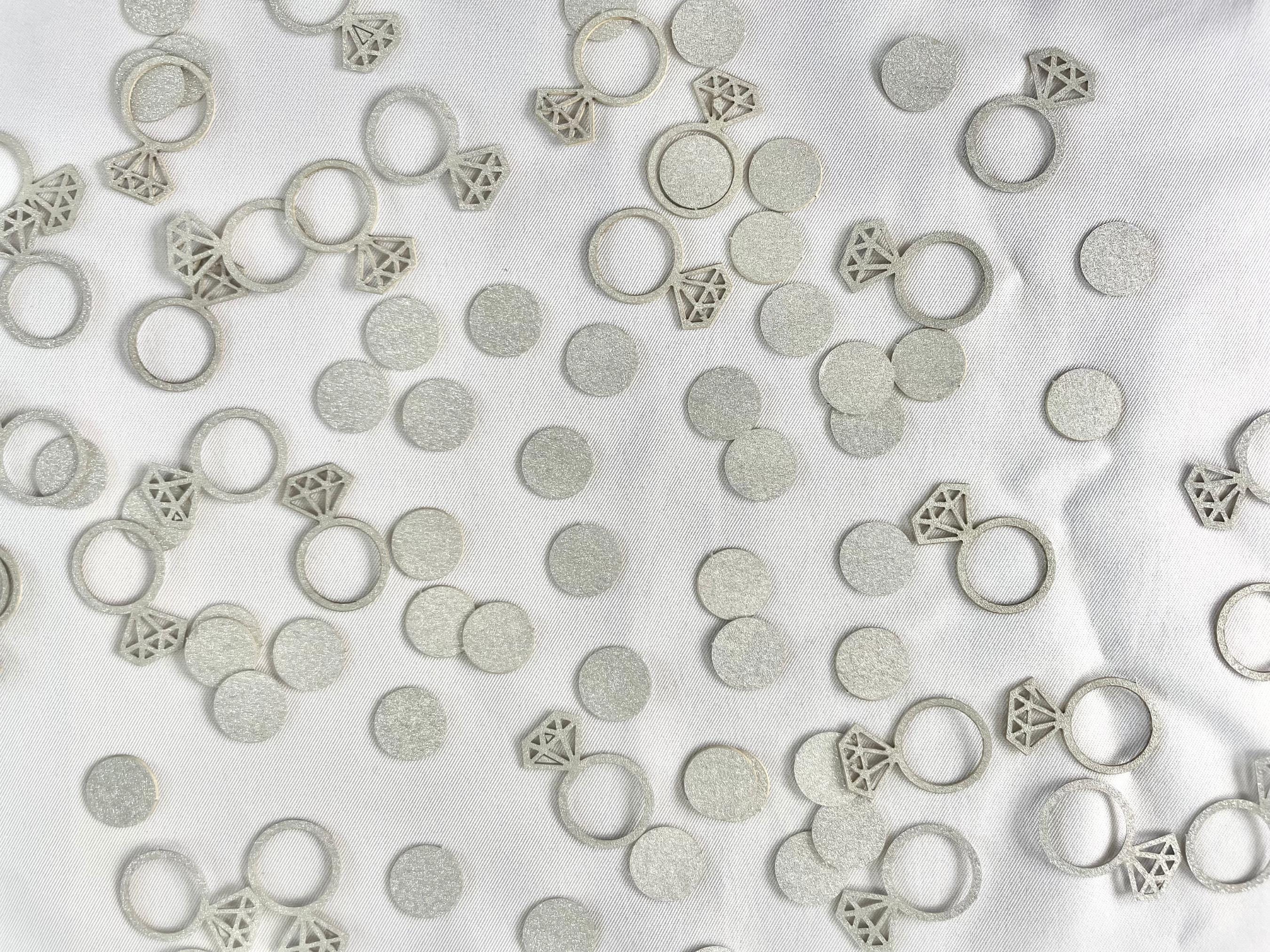 100 Piece Set Sparkling Diamond Ring Confetti Wedding Confetti Bridal Shower Decor Engagement Party Glitter Table Decor Supply Silver idea