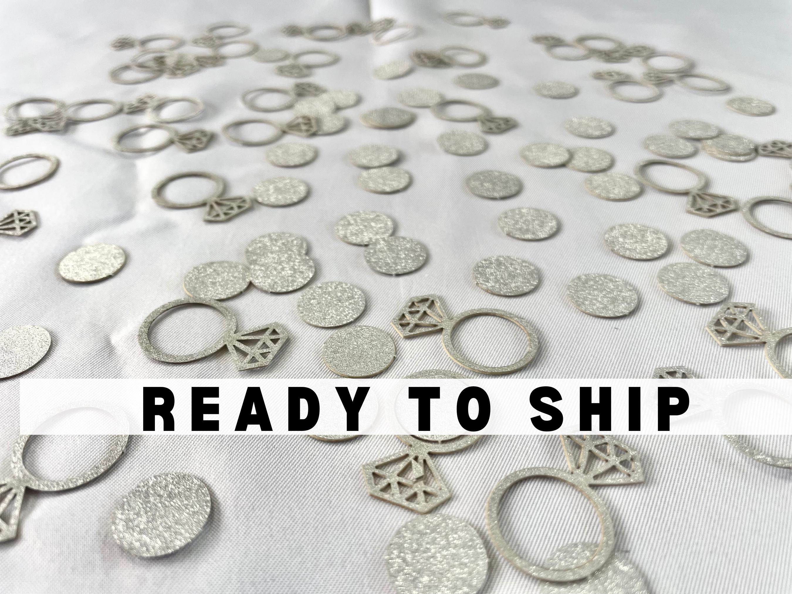 100 Piece Set Sparkling Diamond Ring Confetti Wedding Confetti Bridal Shower Decor Engagement Party Glitter Table Decor Supply Silver idea