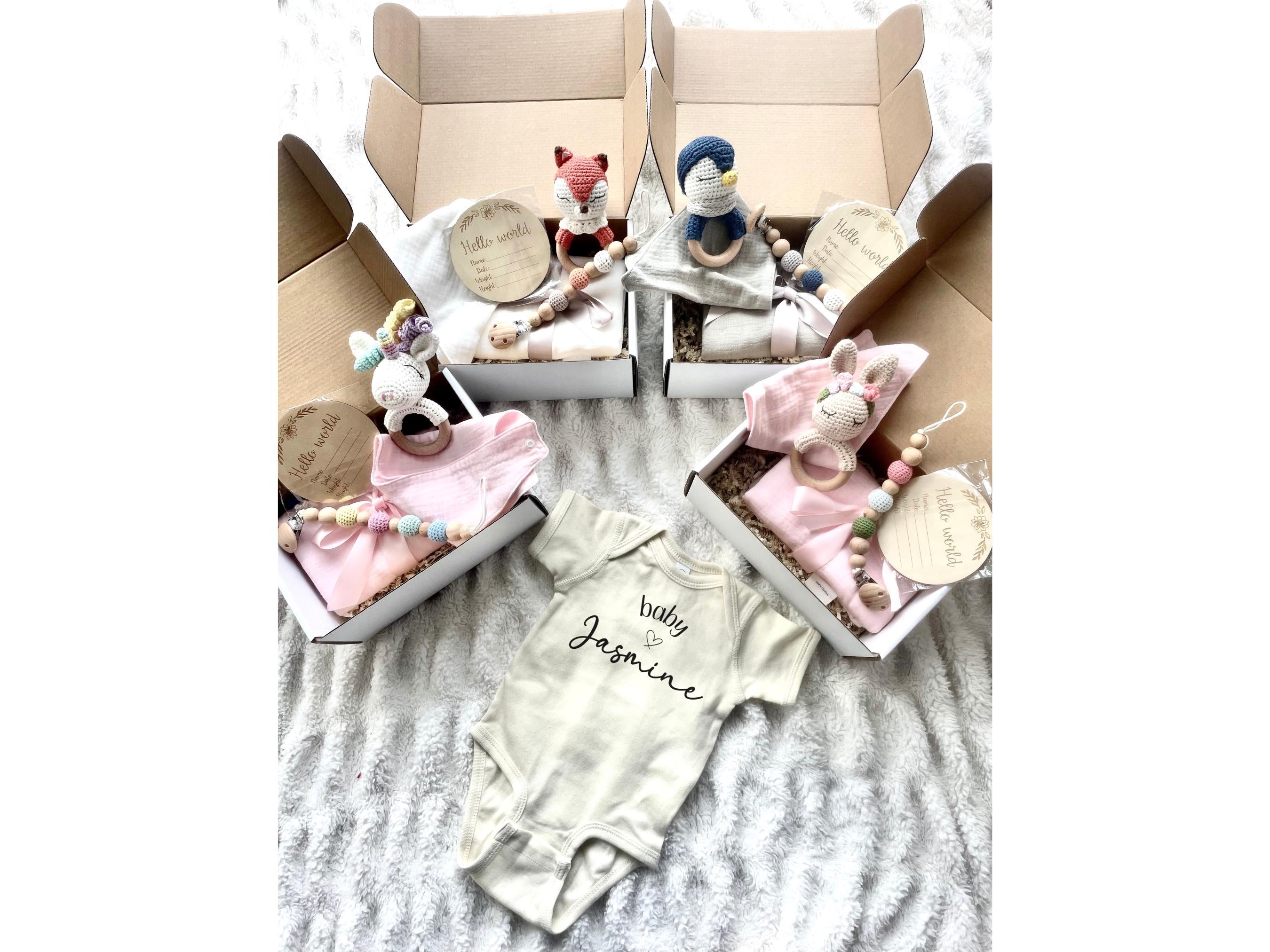 5 Piece Custom New Baby Boy Box Set Neutral