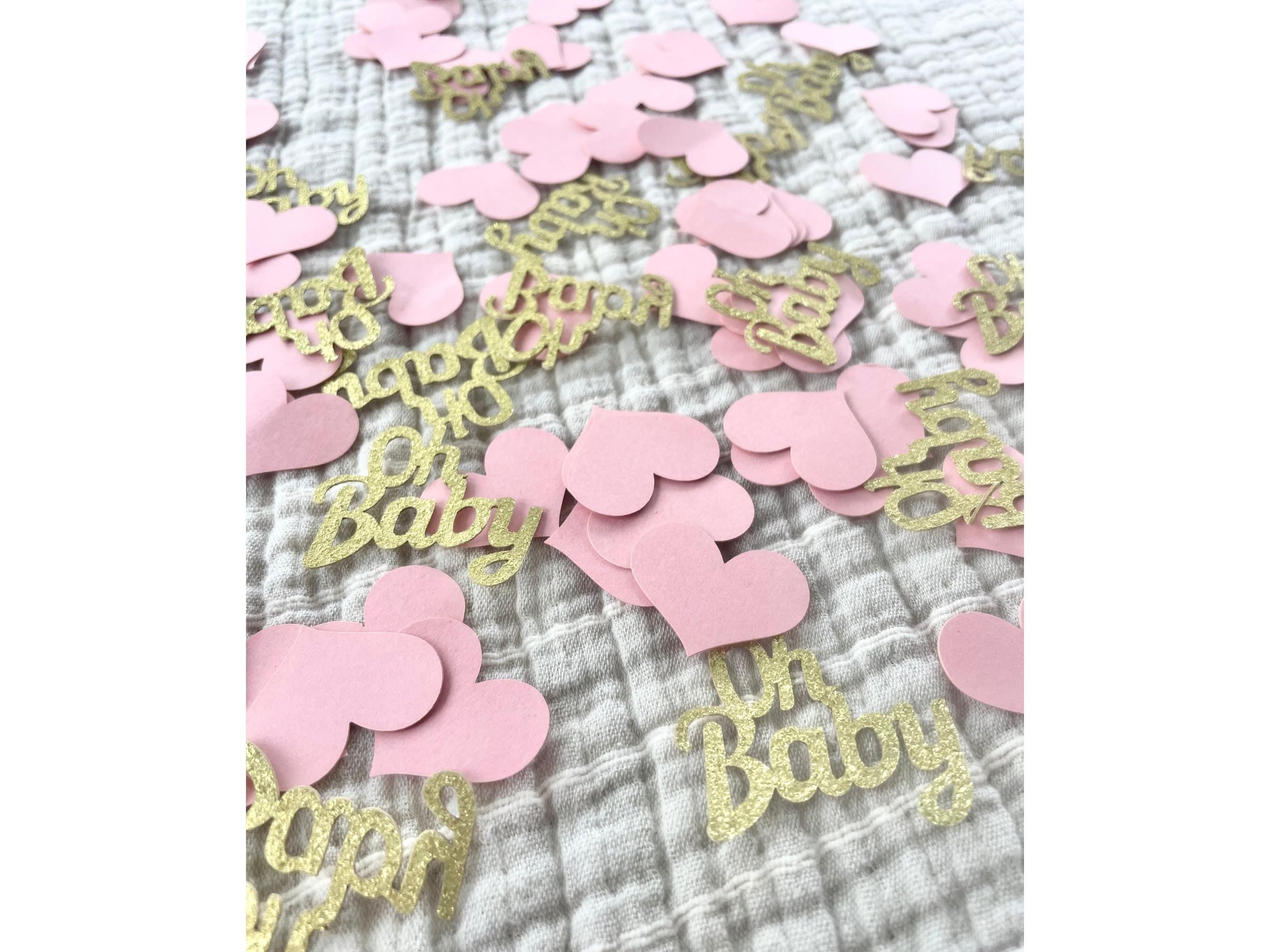100 Piece Pink Heart Baby Girl Confetti Gold Foil DIY Scatter Table Decor Party Celebration Heart Oh Girl New Baby Shower Its a Girl Glitter