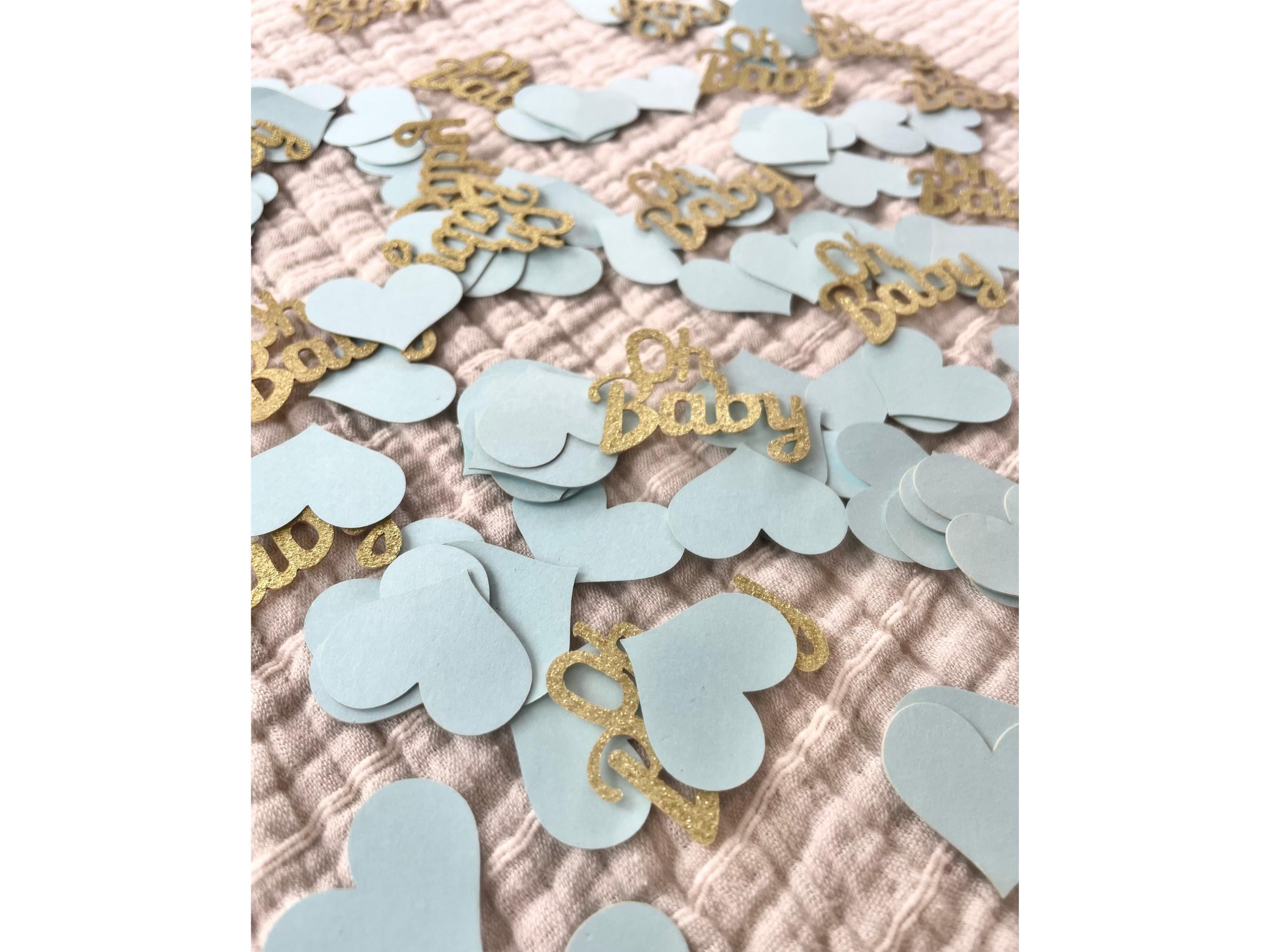100 Piece Blue Baby Boy Confetti Gold Foil DIY Scatter Table Decor Party Celebration Heart Oh Boy New Baby Shower Sprinkle A Boy Nautical