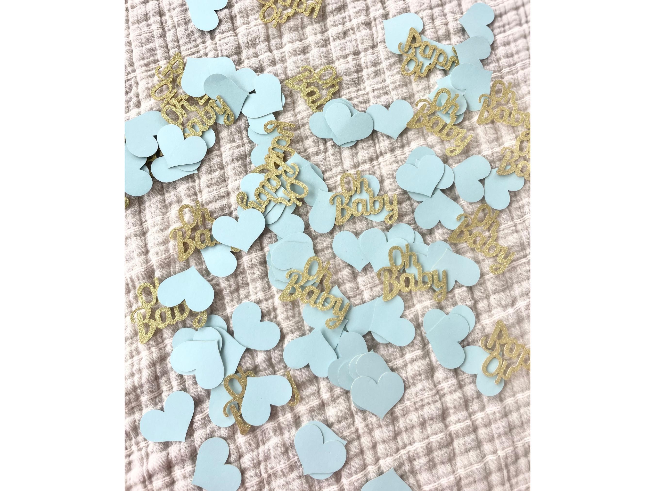 100 Piece Blue Baby Boy Confetti Gold Foil DIY Scatter Table Decor Party Celebration Heart Oh Boy New Baby Shower Sprinkle A Boy Nautical