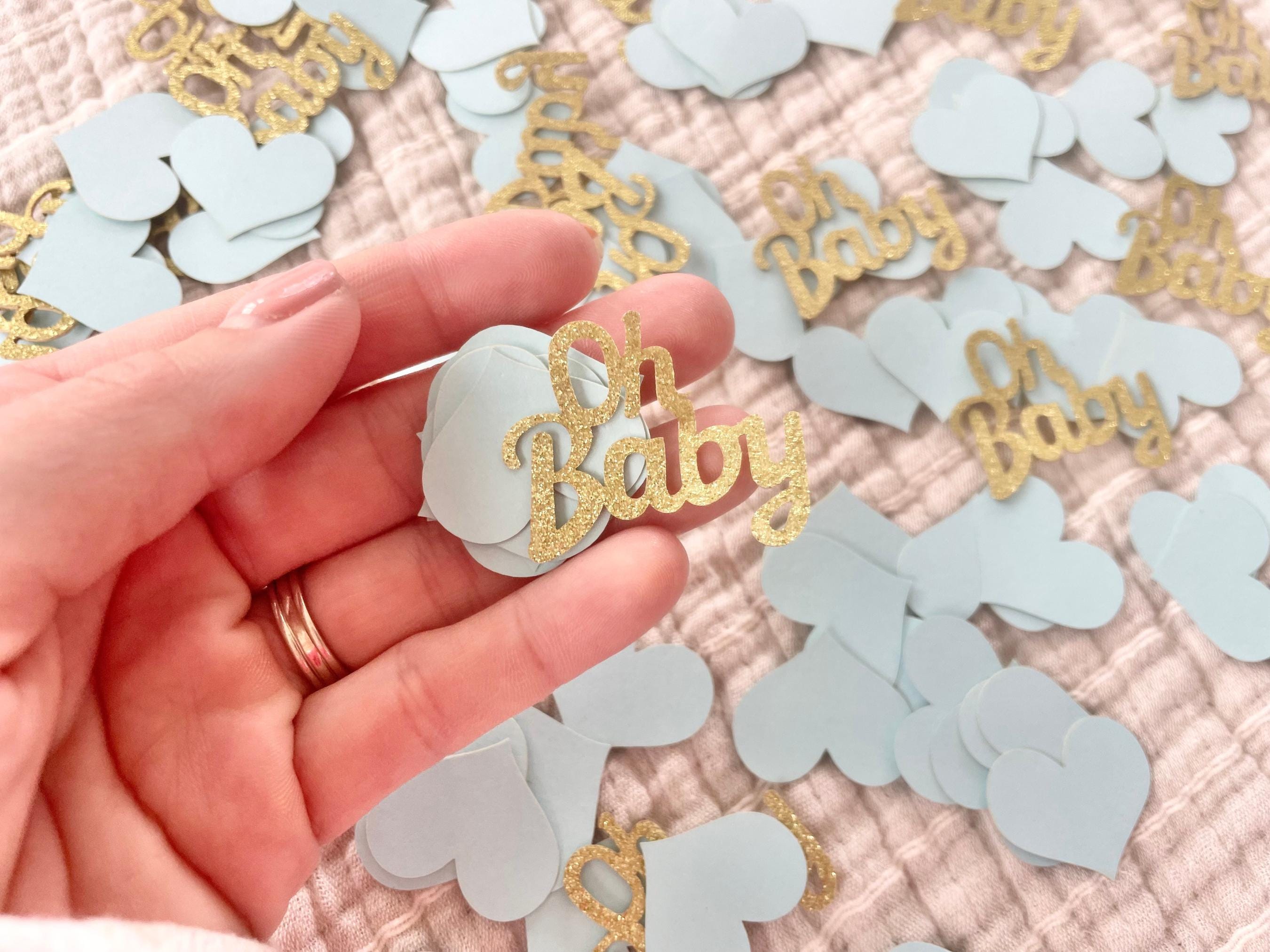 100 Piece Blue Baby Boy Confetti Gold Foil DIY Scatter Table Decor Party Celebration Heart Oh Boy New Baby Shower Sprinkle A Boy Nautical