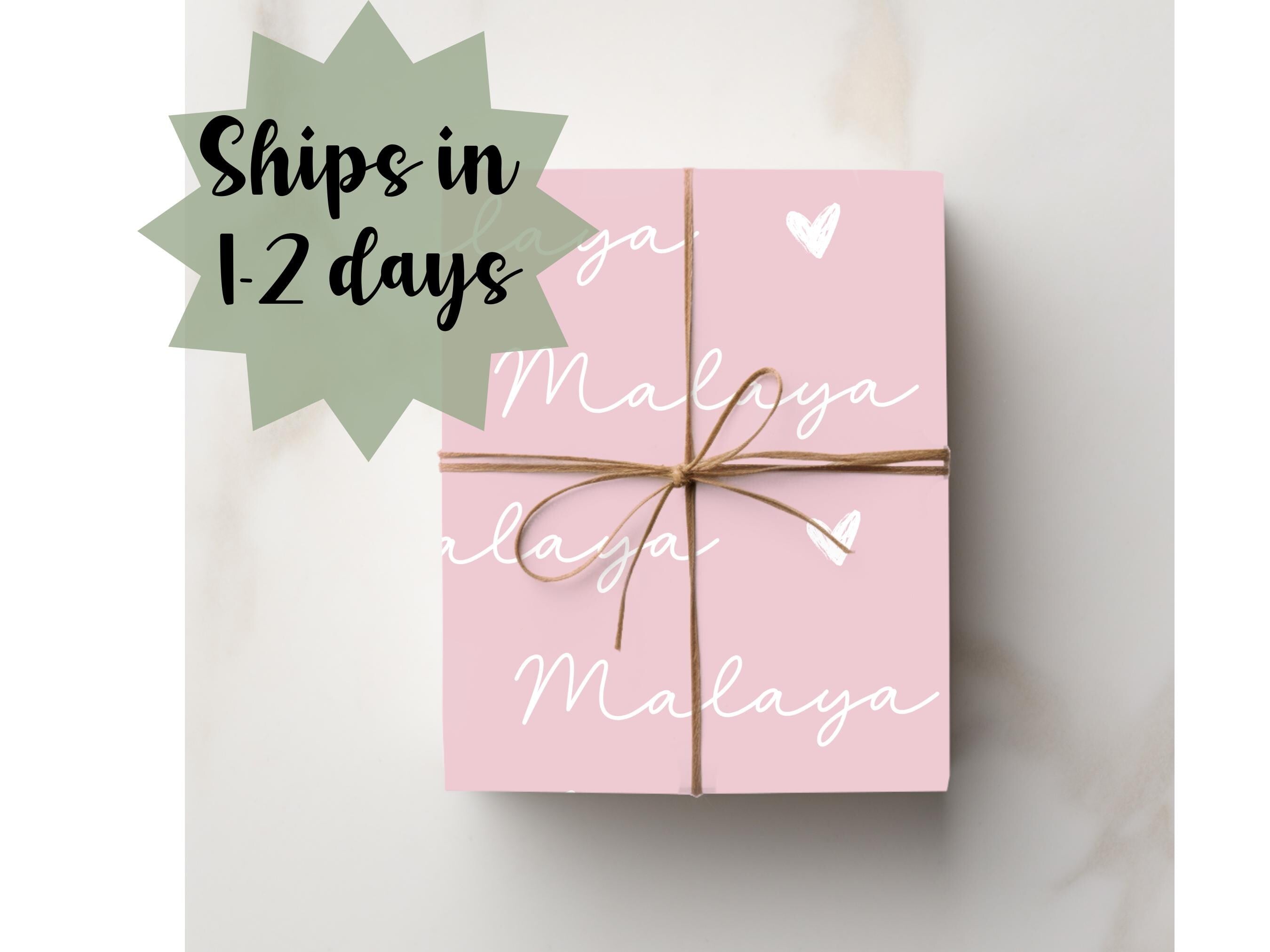 Dusty Pink Girl Custom Name Wrapping Paper
