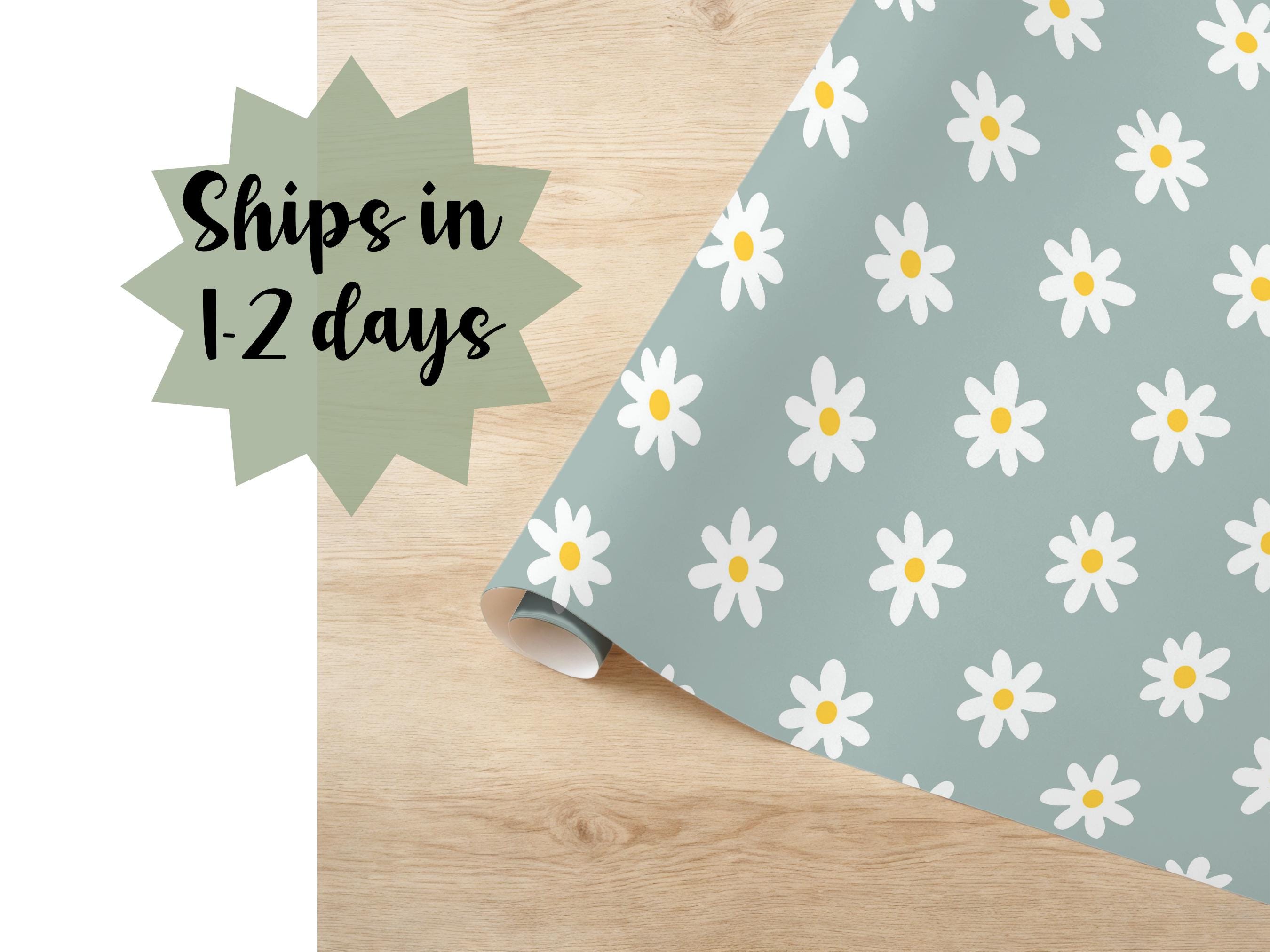 Daisy Wrapping Paper Floral Pattern Gift Wrap Special Occasion Nature Inspired Packaging for Birthdays Wedding Retro Flower Cute Blue Summer