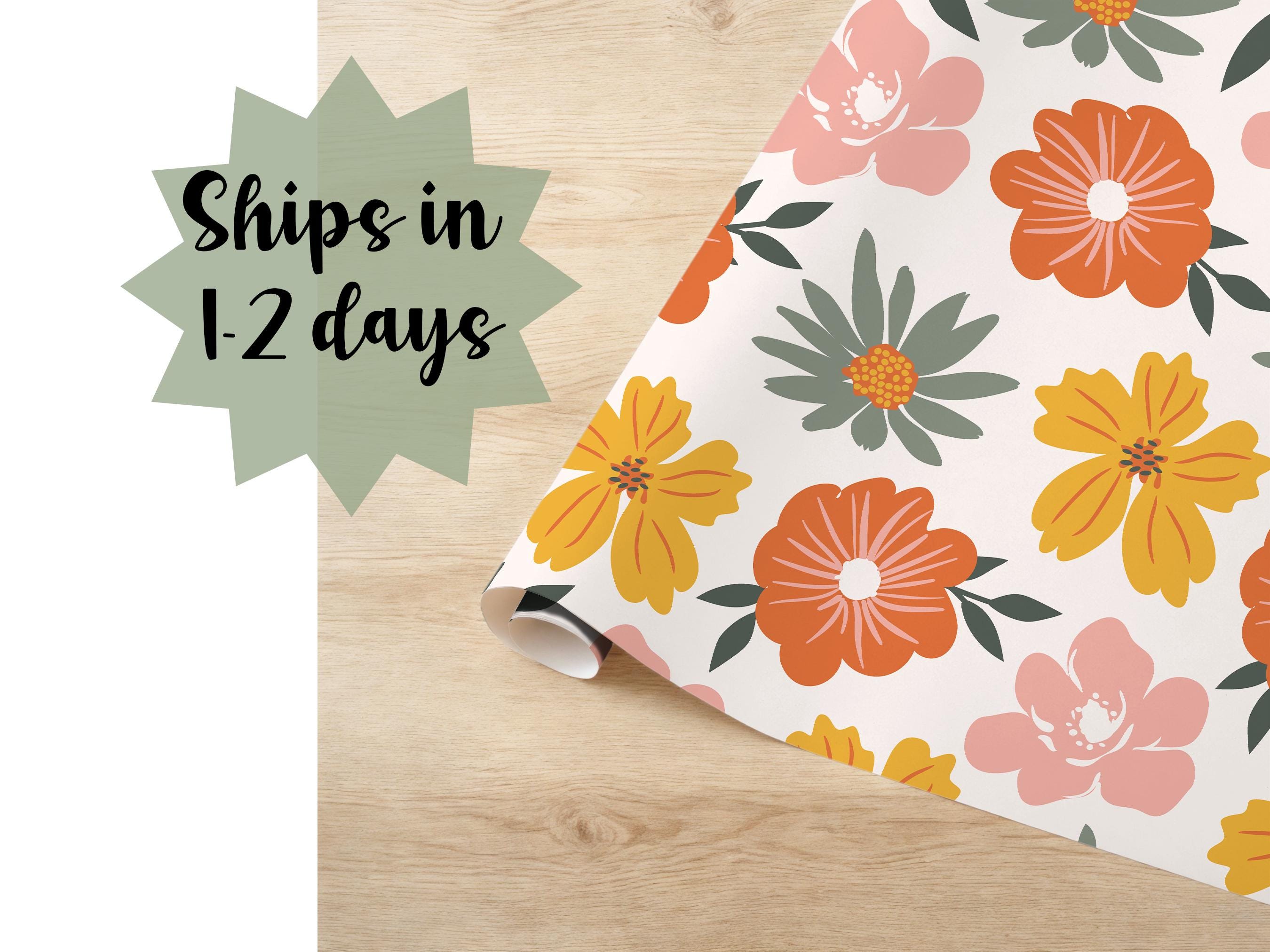 Wildflower Wrapping Paper Floral Pattern Gift Wrap Special Occasion Nature Inspired Packaging for Birthdays Wedding Retro Cute Girl Print