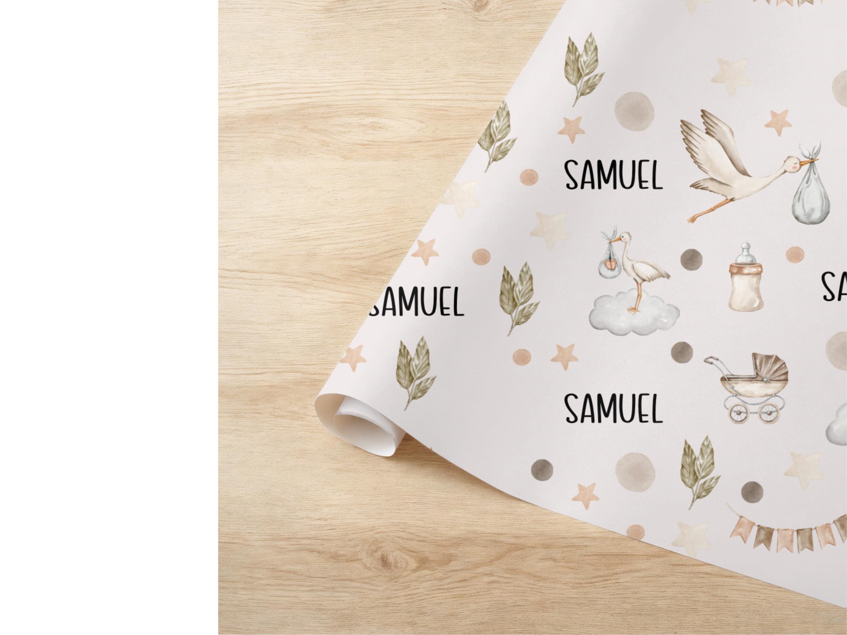 Custom Name Boho Baby Boy Shower Gift Wrapping Paper Mom to be Gift Wrap Special Occasion Personalized Baby Mommy Minimalist Present Wrap