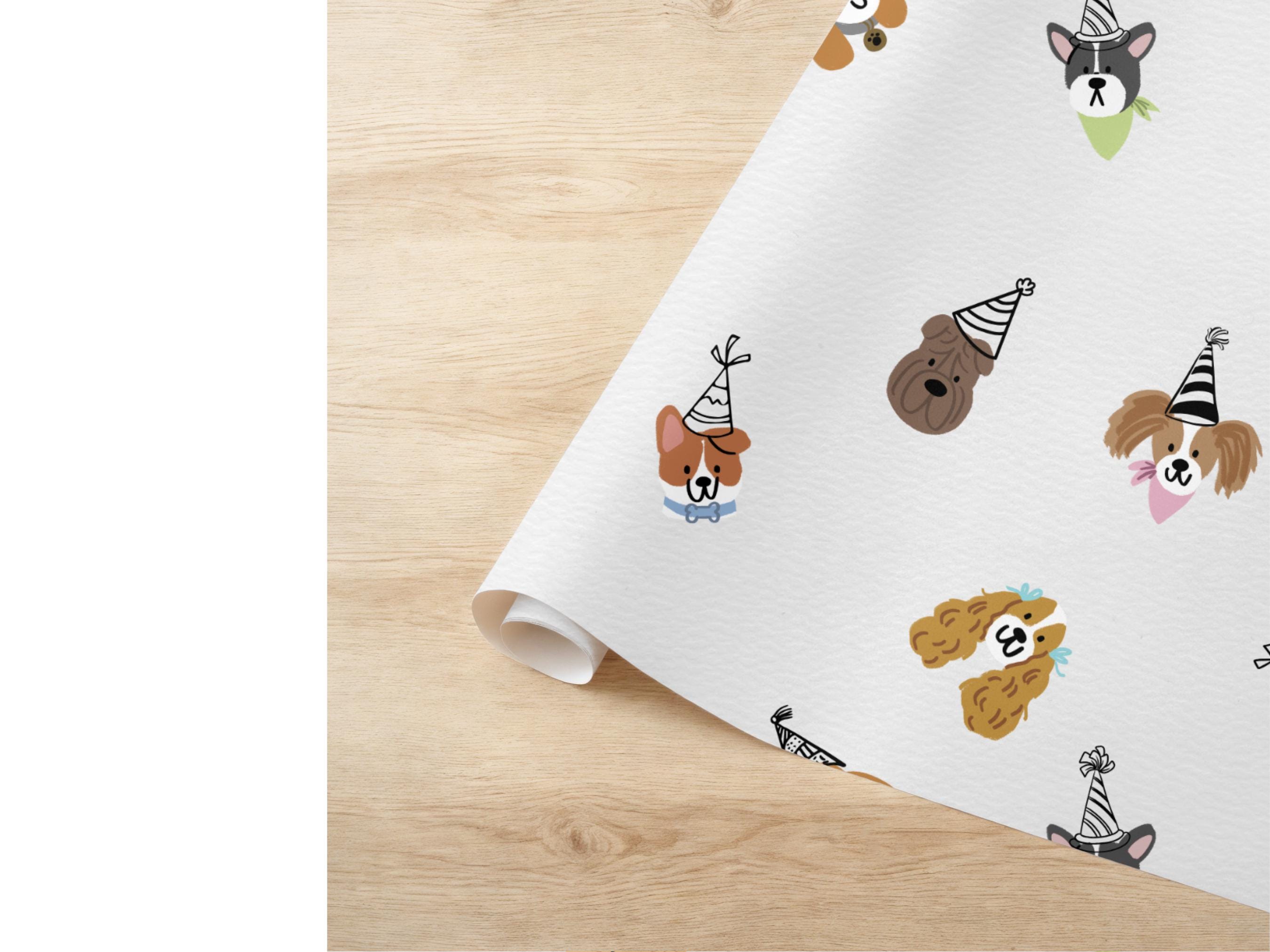 Funny Birthday Dog Wrapping Paper New Puppy Birthday Hat Paper Wrap Dog Lover Present Gift Wrap Whimsical Party Fun Wrap Doggie Cute idea